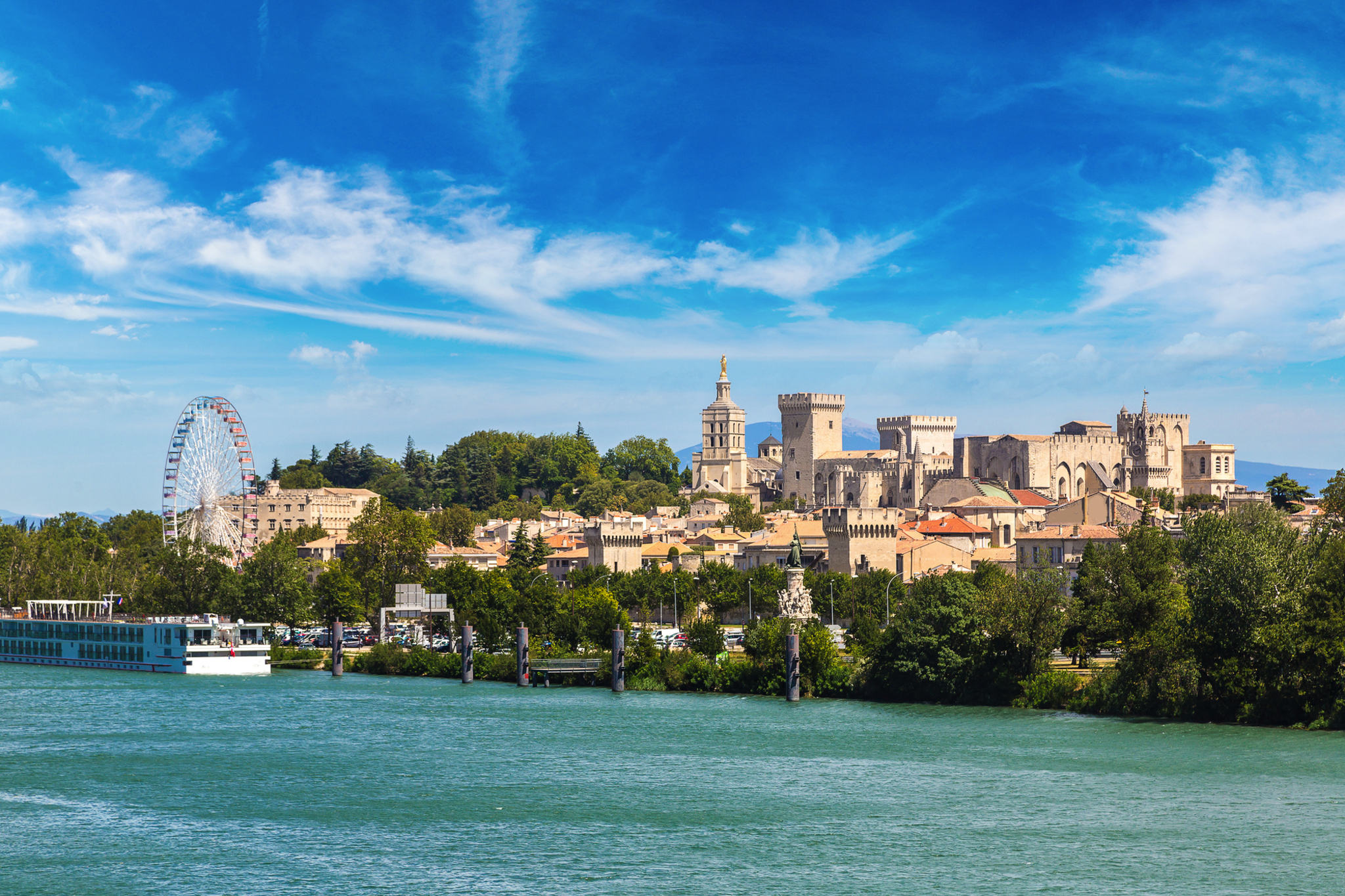 Papstpalast und Rhône in Avignon Bild