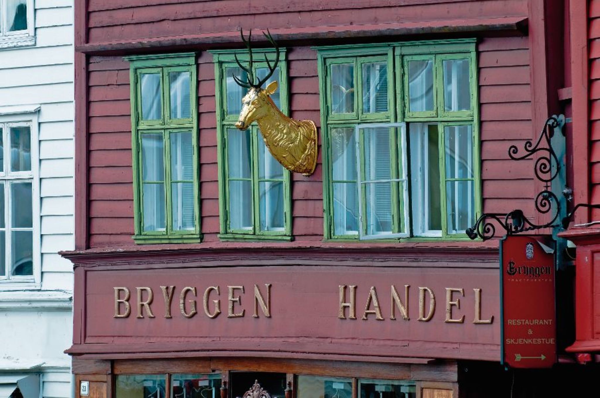 Alter Stadtteil Bryggen in Bergen Bild