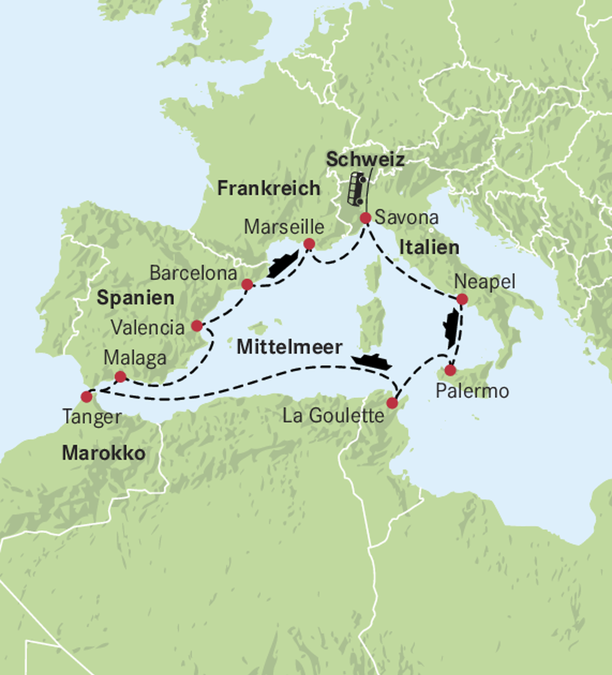 Karte Mittelmeer Marokko