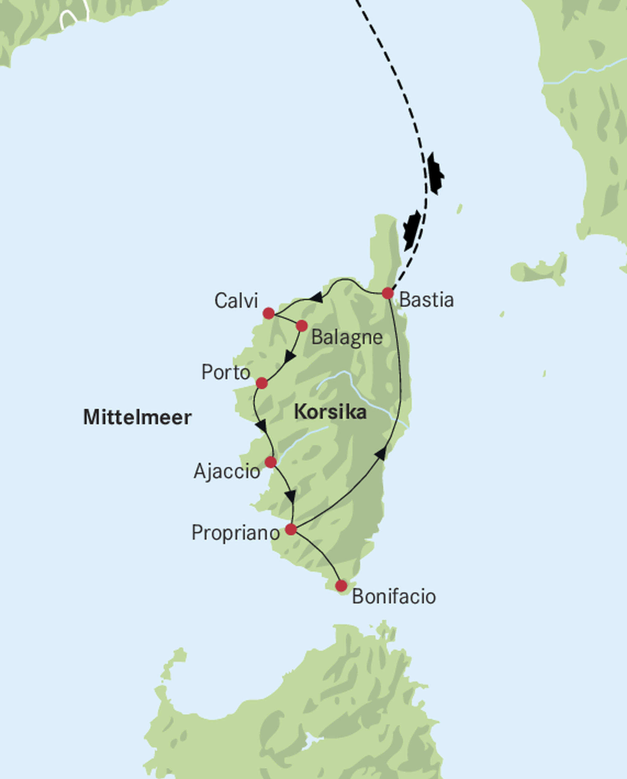 Karte Korsika