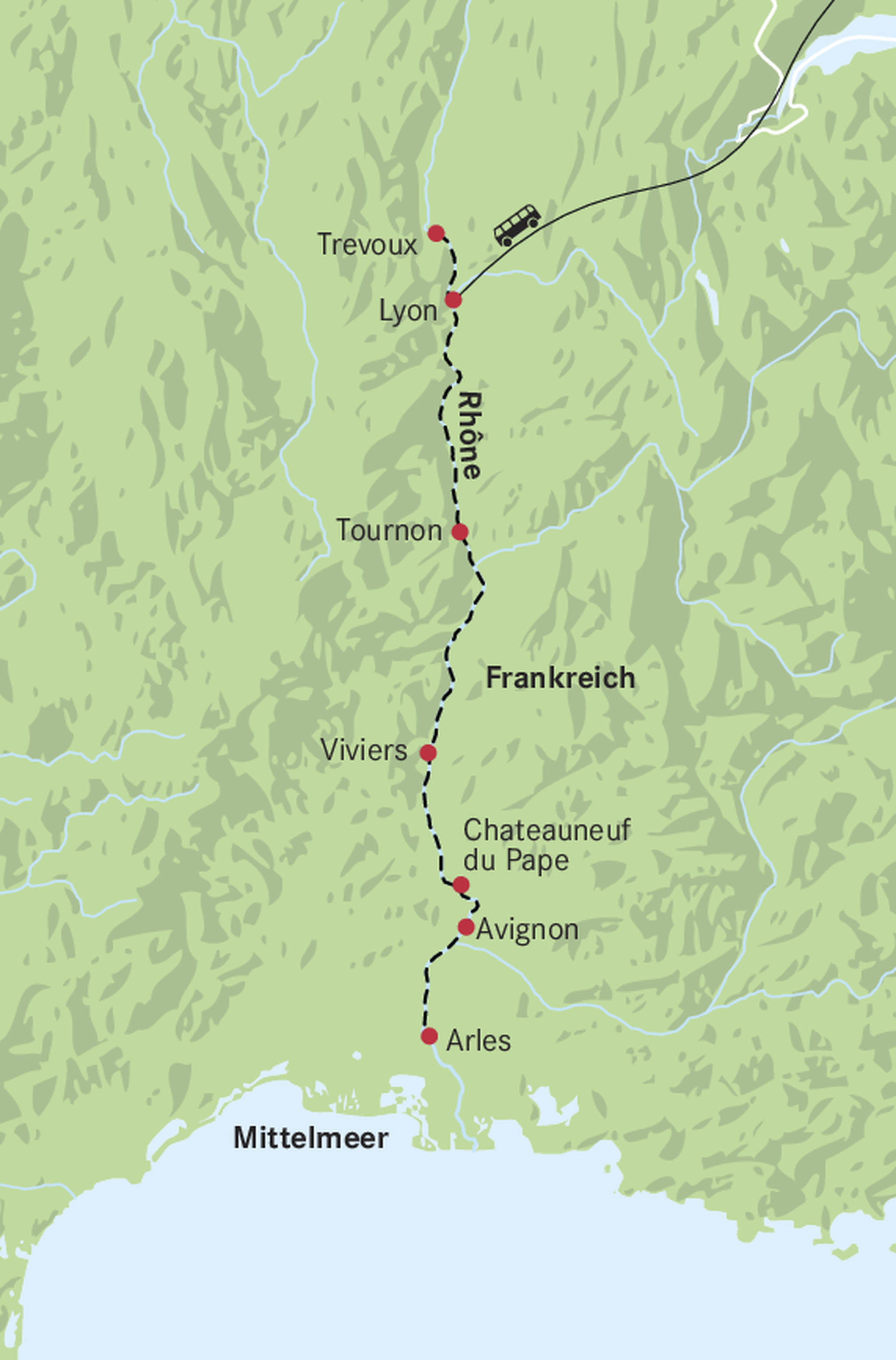 Karte Frankreich Rhône